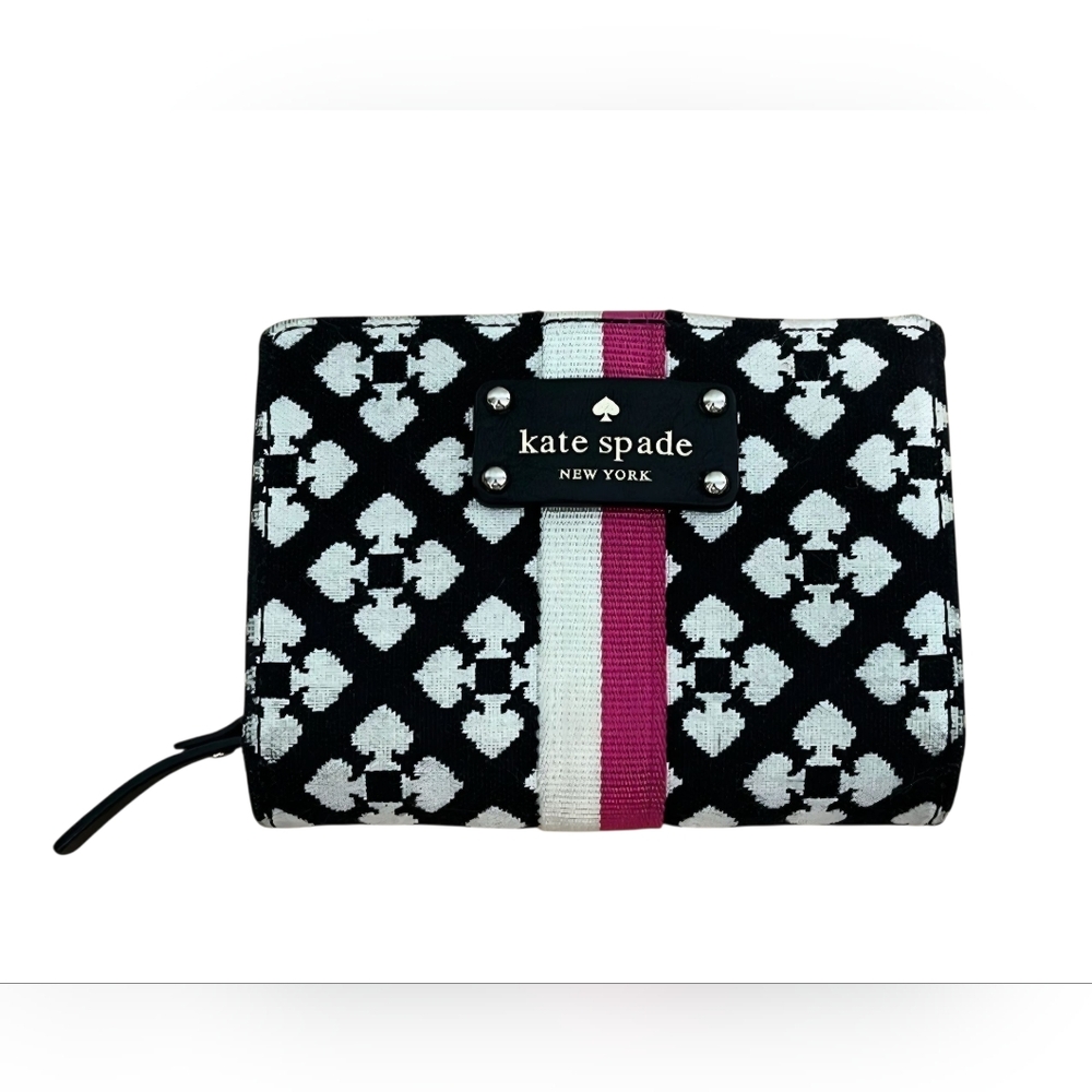 Kate Spade Black & White Wallet with Pink Accent* GUC* "Stevie" Wallet